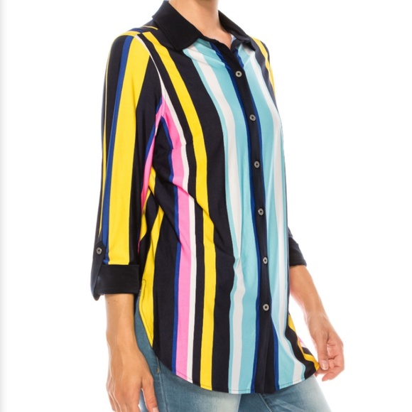 Peter Nygard multi stripe tunic. Never worn. Retail 69 - Picture 3 of 6